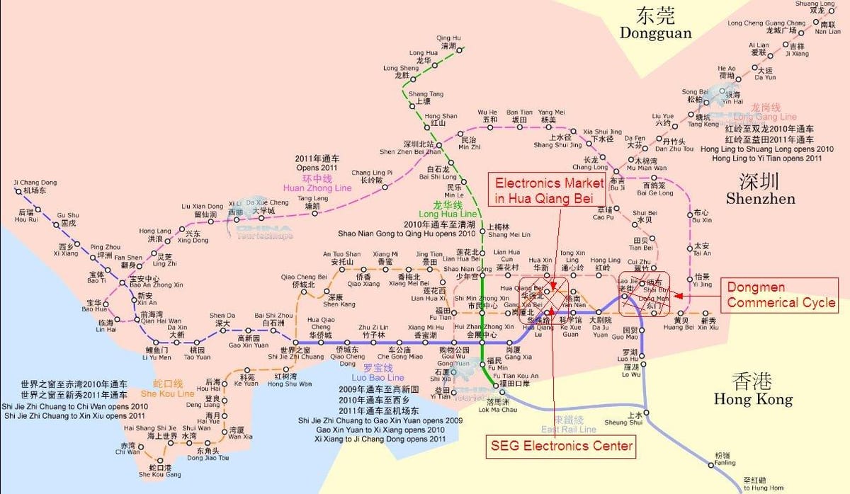 peta dari Shenzhen pasar elektronik