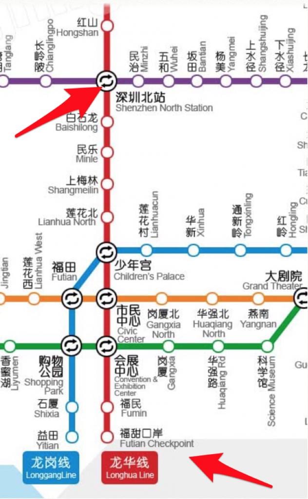 peta dari Shenzhen utara stasiun