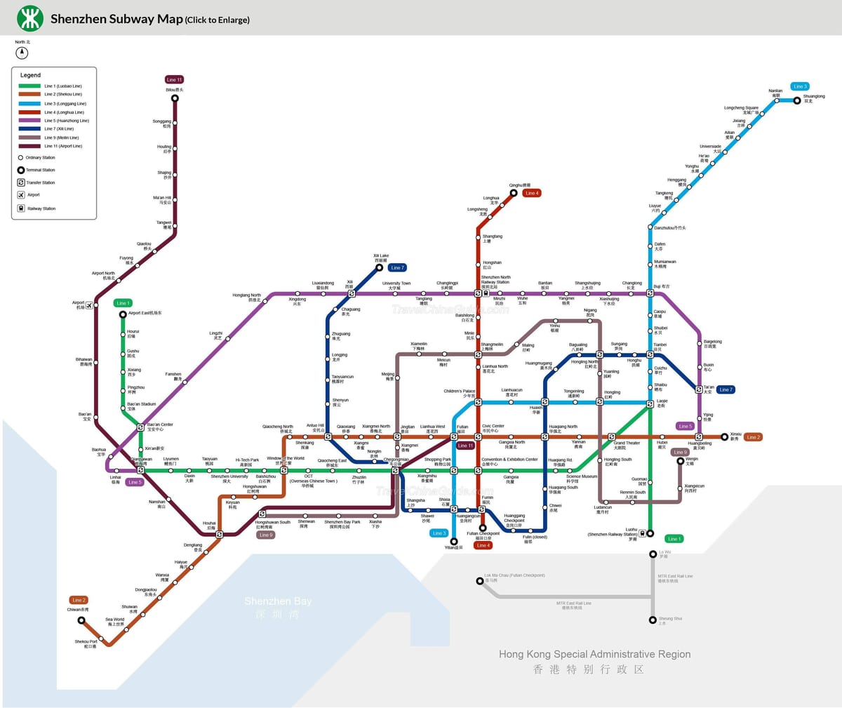 Stasiun kereta api Shenzhen peta