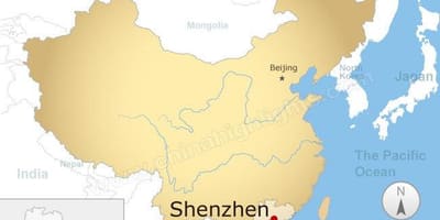 Shenzhen lokasi di Cina peta